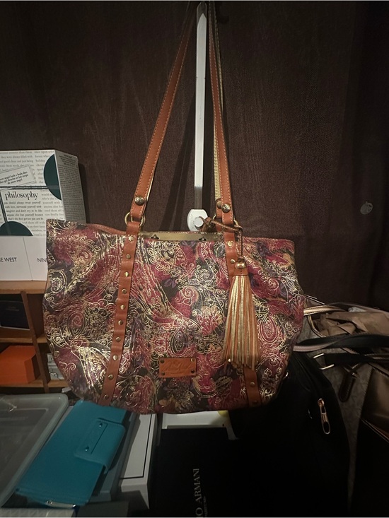 Patricia Nash Handbags - Patricia Nash Paisley Tote with Tassel in Burgundy and Tan